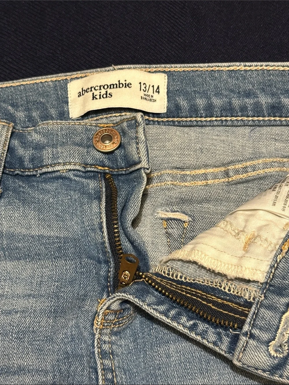 Light Wash Denim Mini Skirt with Red & Black Side Stripes